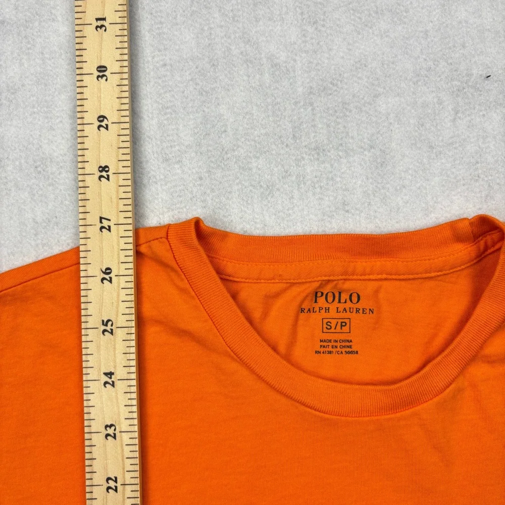 Polo Ralph Lauren Mens Orange Long Sleeve T-Shirt Cotton Pony Logo Small S/P